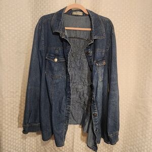 Women's Denim Embroidered Back Jean Jacket Floral Fun Maximalist Deadstock